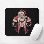 Christmas Angry Santa Middle Finger Sarcastic Xmas マウスパッド (マウス)