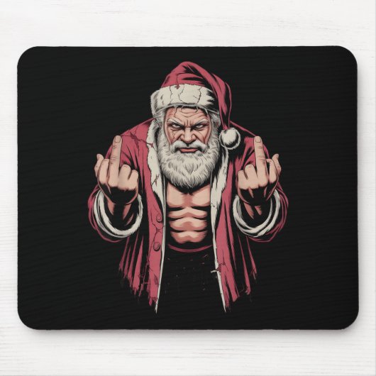 Christmas Angry Santa Middle Finger Sarcastic Xmas マウスパッド (正面)