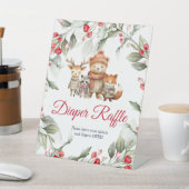 Christmas Animals Baby Shower Diaper Raffle Sign 台座サイン (インサイチュ)