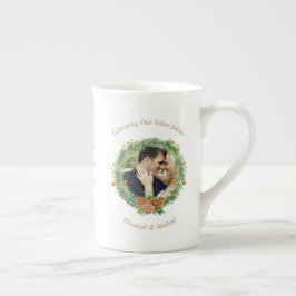 christmas+anniversary+2+photo+customizable ボーンチャイナマグカップ