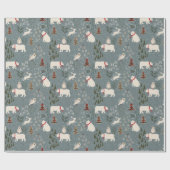 Christmas arctic animals polar bear on blue grey ラッピングペーパー (フラット)