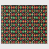 Christmas Argyle Diamond Pattern ラッピングペーパー (フラット)