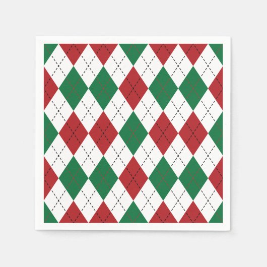 Christmas Argyle Pattern Napkins スタンダードカクテルナプキン (正面)