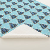 Christmas Artistic Blue Gold Tree Snowflakes シェルパブランケット (3/4)