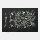 Christmas Arts and Crafts Bird Tree キッチンタオル (横)