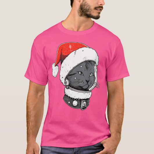 Christmas Astronaut Cat Trippy Edm Winter Rave Tシャツ (正面)