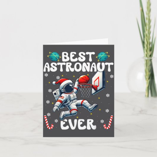 Christmas Astronaut Ever Santa Hat Snowflakes Cand カード (正面)