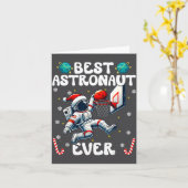 Christmas Astronaut Ever Santa Hat Snowflakes Cand カード (黄色い花)