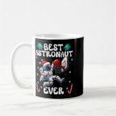 Christmas Astronaut Ever Santa Hat Snowflakes Cand コーヒーマグカップ (左)