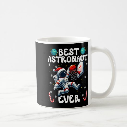 Christmas Astronaut Ever Santa Hat Snowflakes Cand コーヒーマグカップ (右)