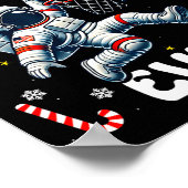 Christmas Astronaut Ever Santa Hat Snowflakes Cand ポスター (角)