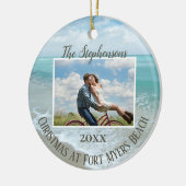 Christmas at the Beach Ornament Family Photo セラミックオーナメント (左)