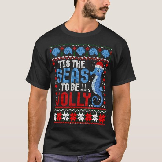 Christmas At The Beach  Tis The Seas To Be Jolly U Tシャツ (正面)