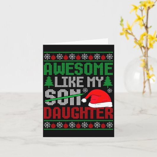 Christmas Awesome Like My Daughter Santa Hat Ugly  カード (黄色い花)