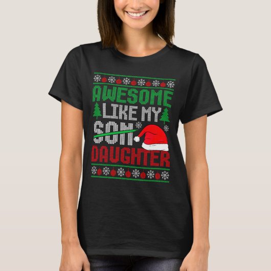 Christmas Awesome Like My Daughter Santa Hat Ugly  Tシャツ (正面)