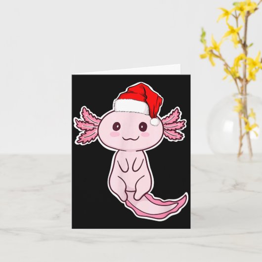 Christmas Axolotl  カード (黄色い花)