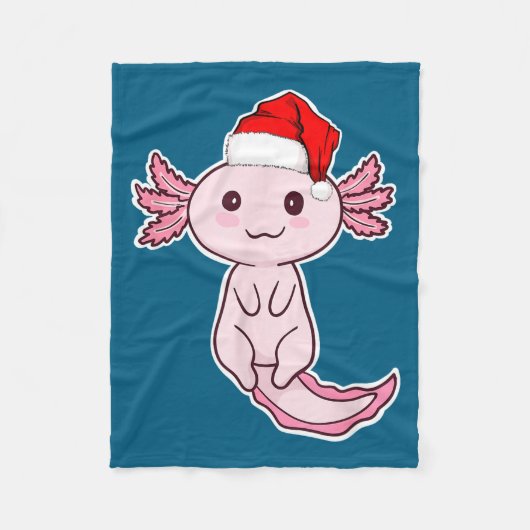 Christmas Axolotl  フリースブランケット (正面)