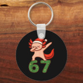 Christmas Axolotl Dabbing 67 Meme Six Seven Funny  キーホルダー (正面)