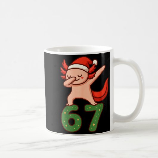 Christmas Axolotl Dabbing 67 Meme Six Seven Funny  コーヒーマグカップ (右)