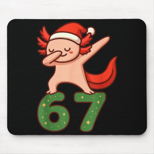 Christmas Axolotl Dabbing 67 Meme Six Seven Funny マウスパッド (正面)