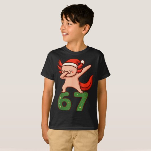 Christmas Axolotl Dabbing 67 Meme Six Seven Funny  Tシャツ (正面フル)