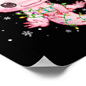 Christmas Axolotl Santa Hat Lights Japanese Cute A ポスター (角)