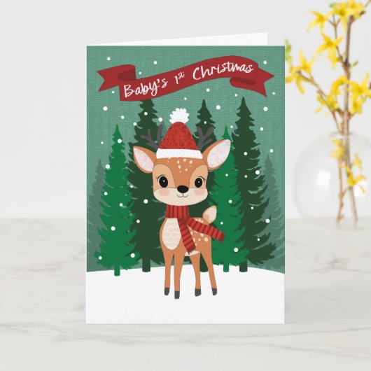 Christmas Baby 1st Christmas カード (黄色い花)