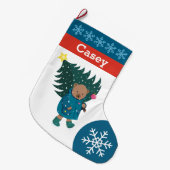Christmas Baby Bear Christmas Tree Snowflakes.  La ラージクリスマスストッキング (正面 (吊り時))
