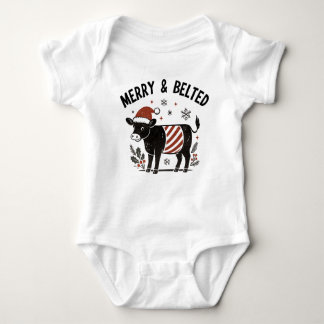 Christmas Baby Beltie Farmer Belted Galloway Cow ベビーボディスーツ