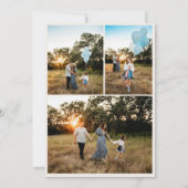 Christmas Baby Boy Announcement Blue Bow シーズンカード (裏面)