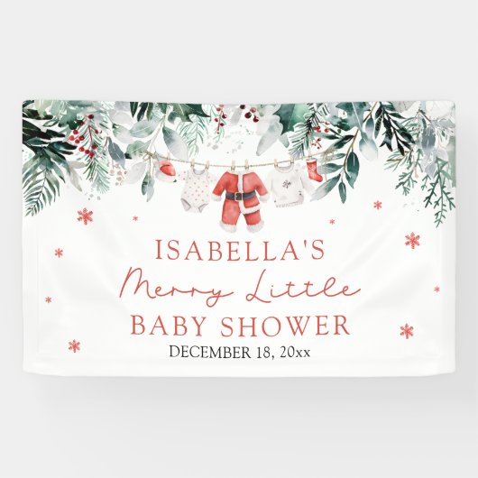 Christmas Baby Clothes Merry Little Baby Shower 横断幕 (横)