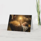 Christmas Baby Jesus In a Manger カード (正面)