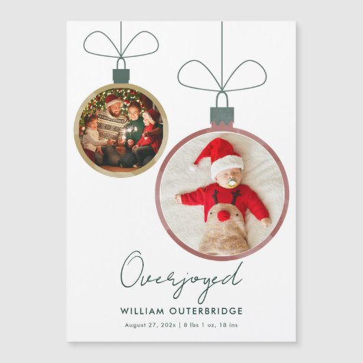 Christmas Baby Photo Birth Announcement Magnet (正面)