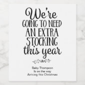 Christmas Baby Pregnancy Reveal New Grandparents ワインラベル (シングルラベル)