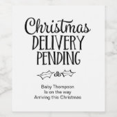 Christmas Baby Pregnancy Reveal New Grandparents ワインラベル (シングルラベル)