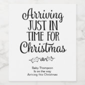 Christmas Baby Pregnancy Reveal New Grandparents ワインラベル (シングルラベル)