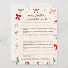 Christmas Baby Shower Baby Traditions Game Card 招待状