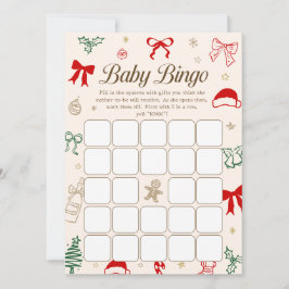 Christmas Baby Shower Bingo Game Downloadable Card 招待状