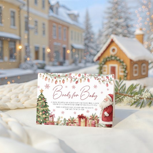 Christmas Baby Shower Books for Baby Card エンクロージャーカード