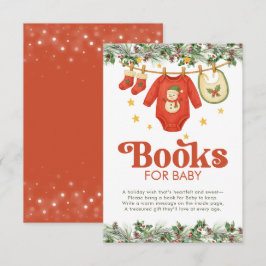 Christmas Baby Shower Books for Baby Clothesline エンクロージャーカード