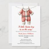 Christmas Baby Shower Boy | Santa Baby Invitation 招待状 (正面)