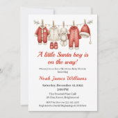 Christmas Baby Shower Boy | Santa Baby Invitation 招待状 (正面)