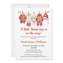 Christmas Baby Shower Boy | Santa Baby Invitation