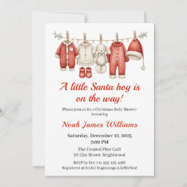 Christmas Baby Shower Boy | Santa Baby Invitation 招待状