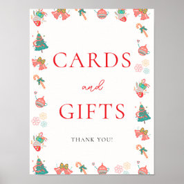 Christmas Baby Shower Cards and Gifts Sign ポスター