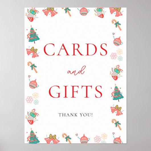 Christmas Baby Shower Cards and Gifts Sign ポスター (正面)