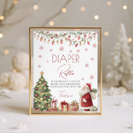 Christmas Baby Shower Diaper Raffle Sign 台座サイン