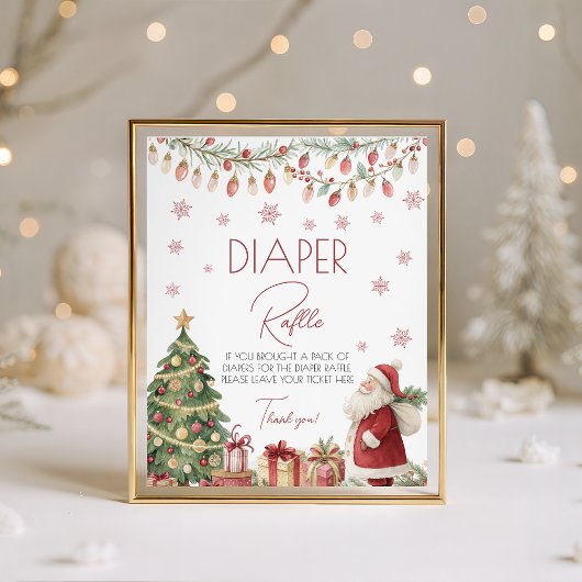 Christmas Baby Shower Diaper Raffle Sign 台座サイン