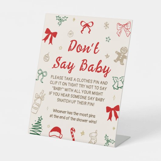 Christmas Baby Shower Don't Say Baby Game 台座サイン (正面)