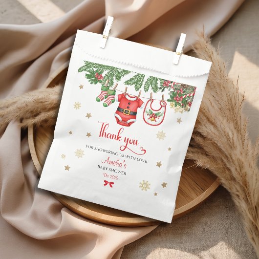 Christmas Baby Shower Favor Bag | Santa Holiday フェイバーバッグ